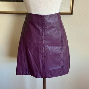 Free People Plum Colored Leather Mini Skirt